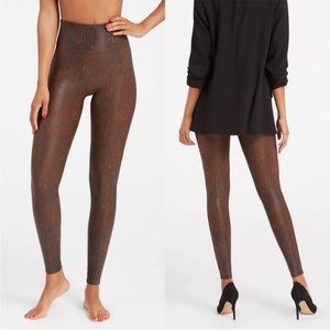 Spanx Faux Leather Snakeskin Legging Brown
